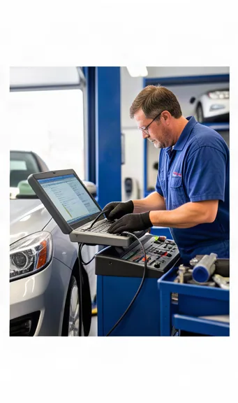 Mechanic carefully inspecting a vehicle